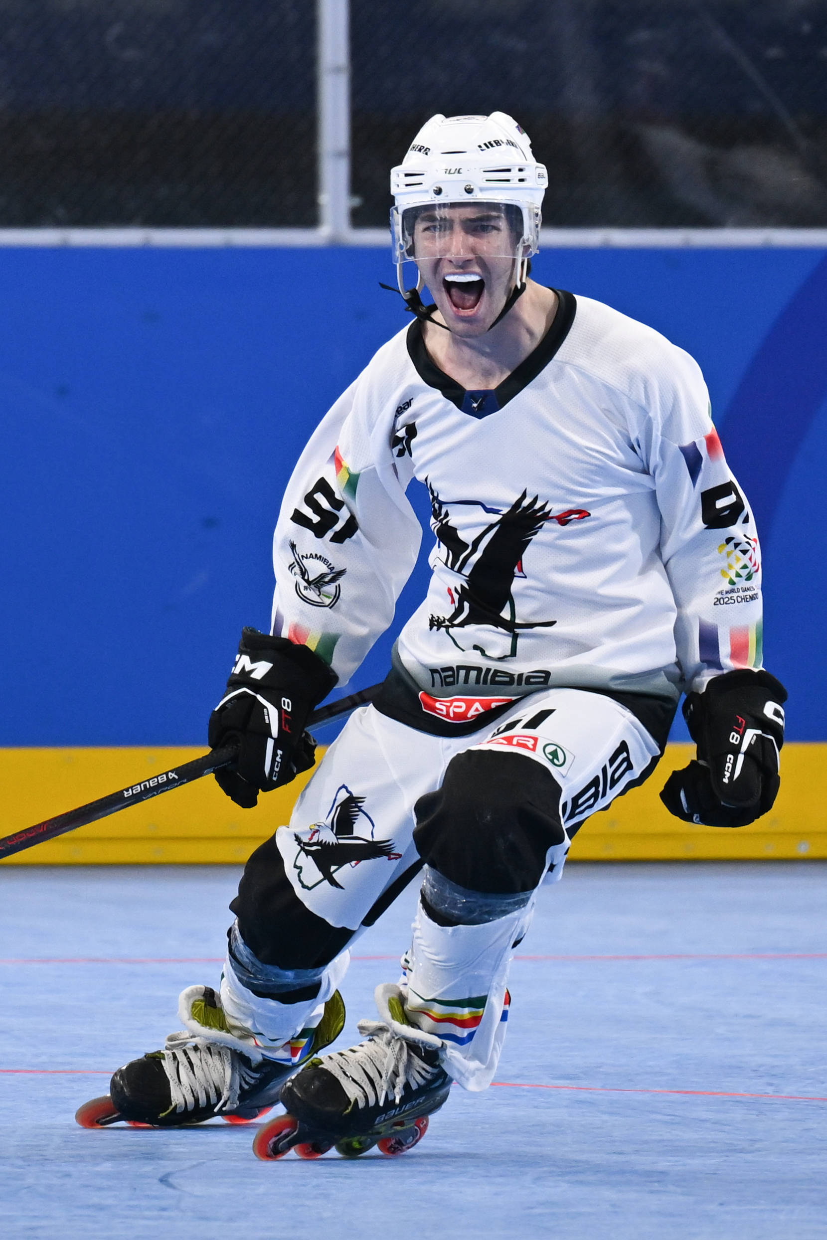 （成都世运会）单排轮滑球——男子铜牌赛：纳米比亚队胜法国队